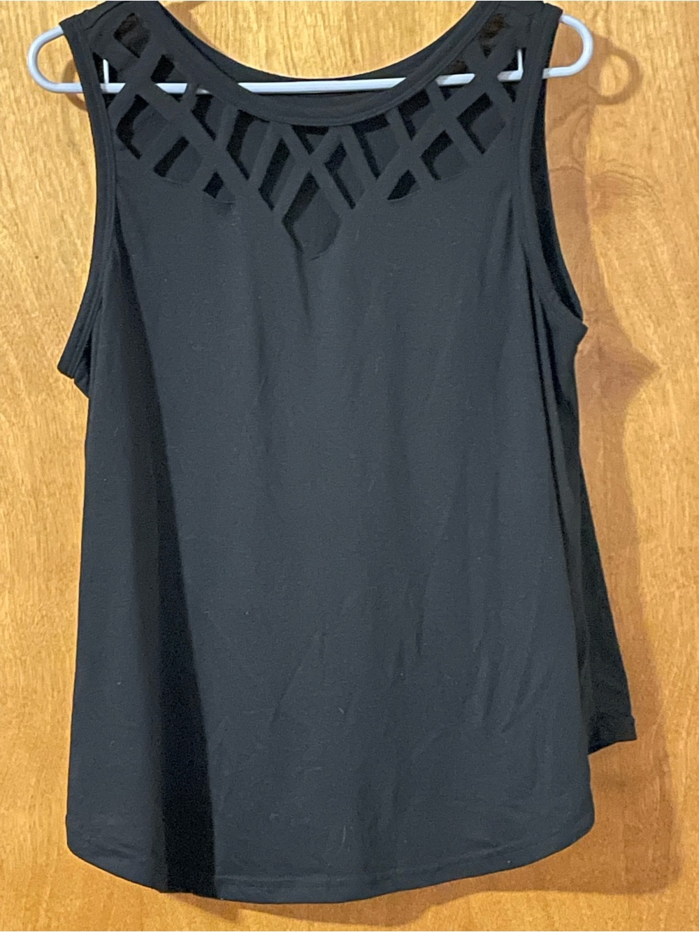 Black Sleeveless Tank with Lattice Yoke